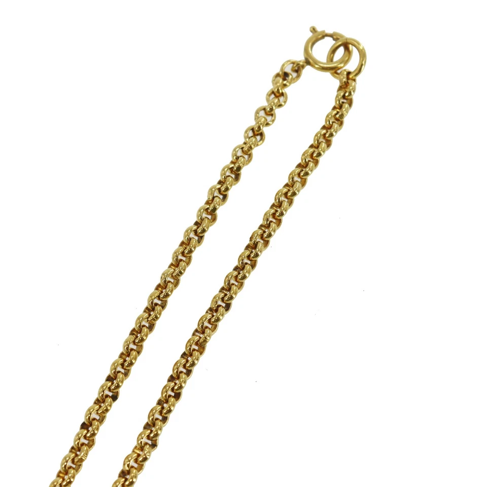 CHANEL CC Logos Heart Used Necklace Pendant Gold-Plated 95P Vintage