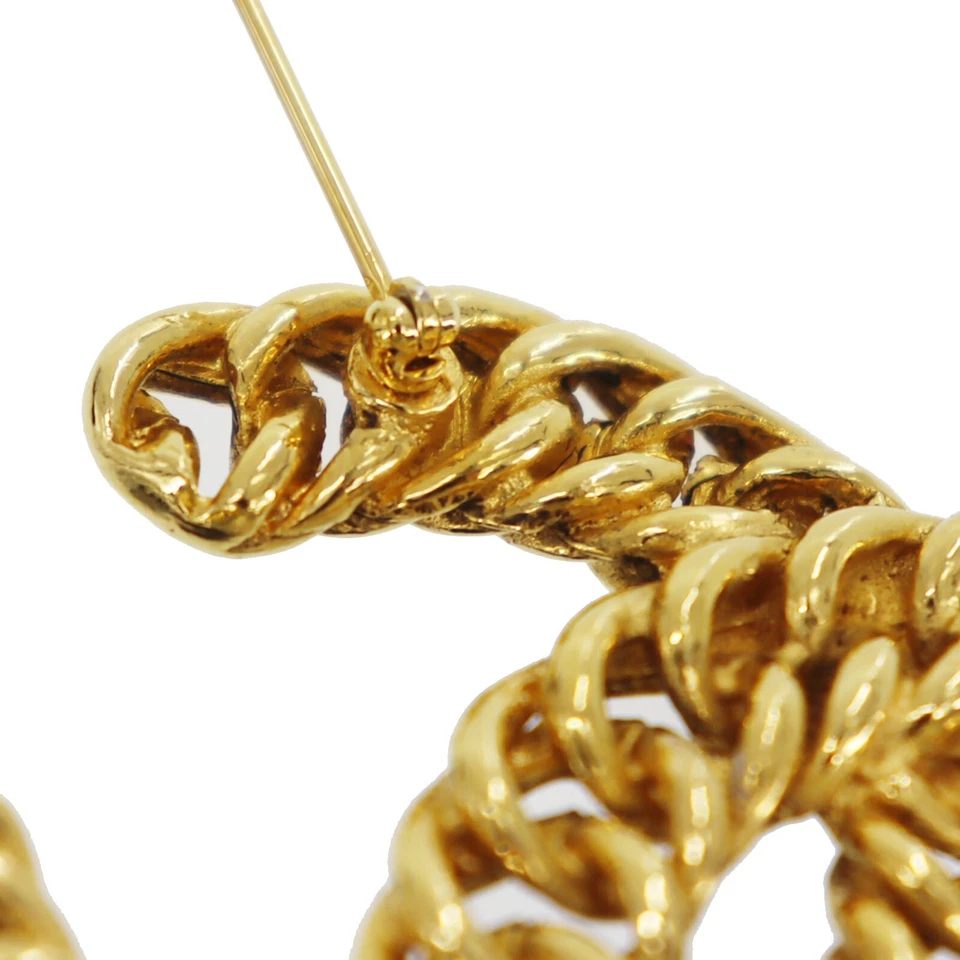CHANEL CC Logos Used Pin Brooch Gold Plated 1107 France Vintage