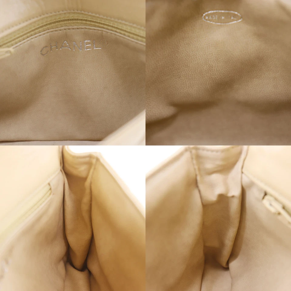 CHANEL Bum Bag Matelasse Beige Lambskin Used Belt Bag Leather