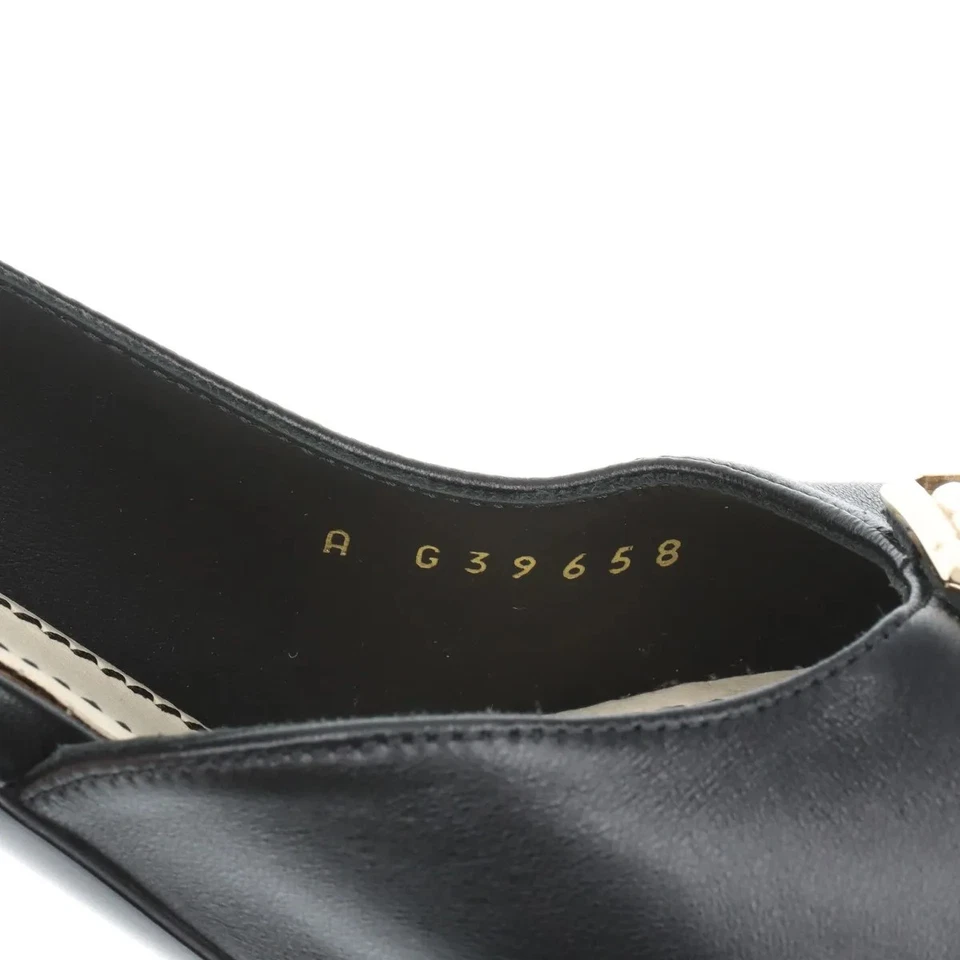 Chanel Coco Mark Leather Pumps 36 Ladies' Black×Gold