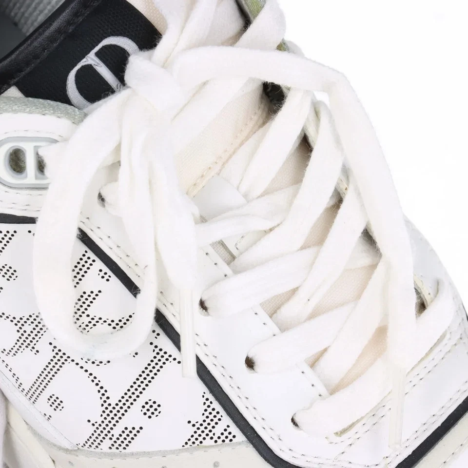Dior x Sean Stussy B27 Leather Sneakers 41 Men's White Oblique Shoelaces