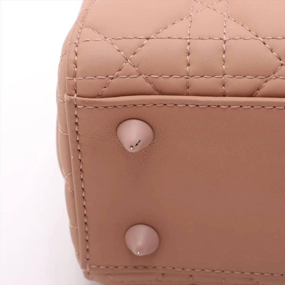 Christian Dior My Lady Dior Cannage Leather 2 Way Handbag Pink With Charms