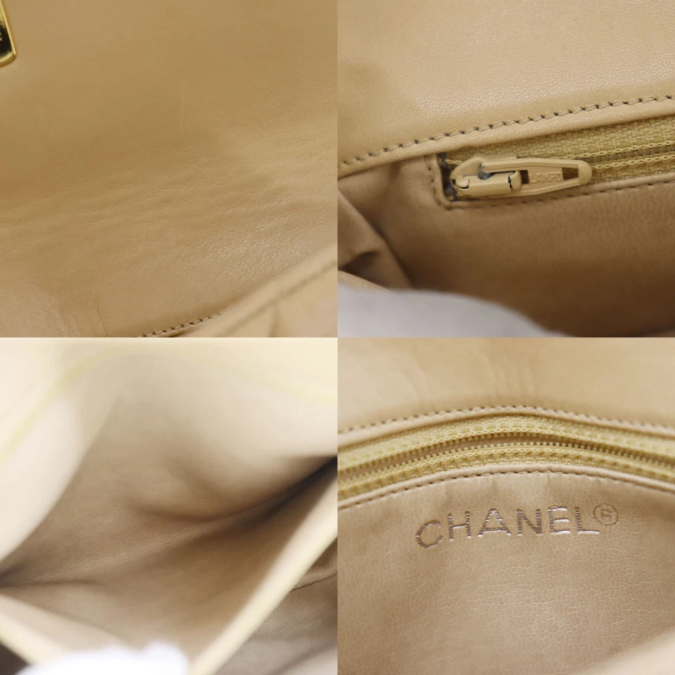 CHANEL Bum Bag Matelasse Beige Lambskin Used Belt Bag Leather