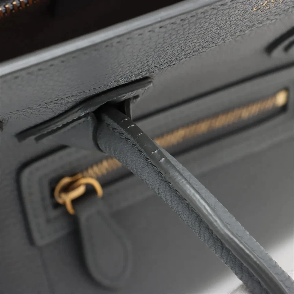 Celine Luggage Nano Shopper Leather 2 Way Handbag Gray