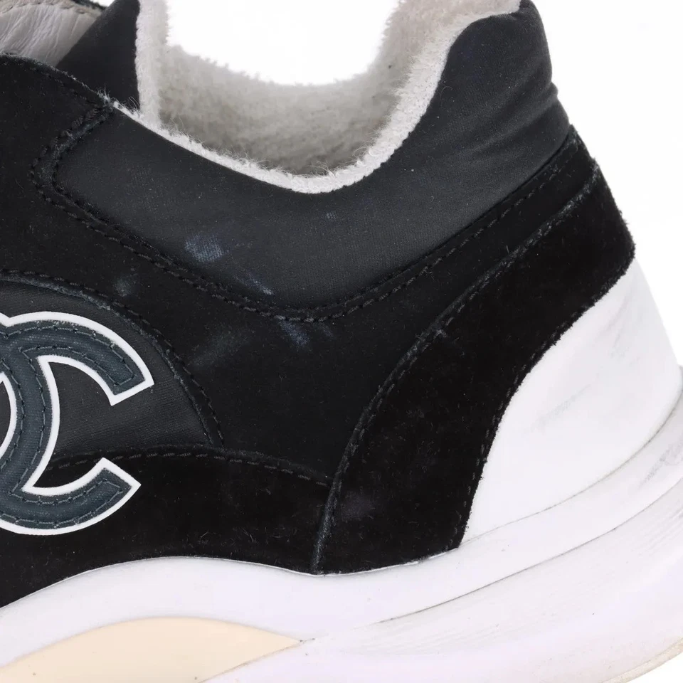 Chanel Coco Mark Fabric Sneakers 40 Ladies' Black