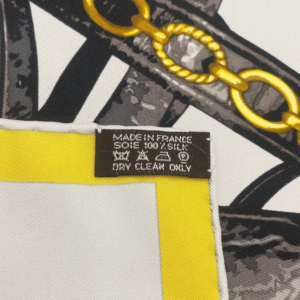 Hermès Carré 90 Brides Rebelles Scarf in Grey x Multicolor Silk