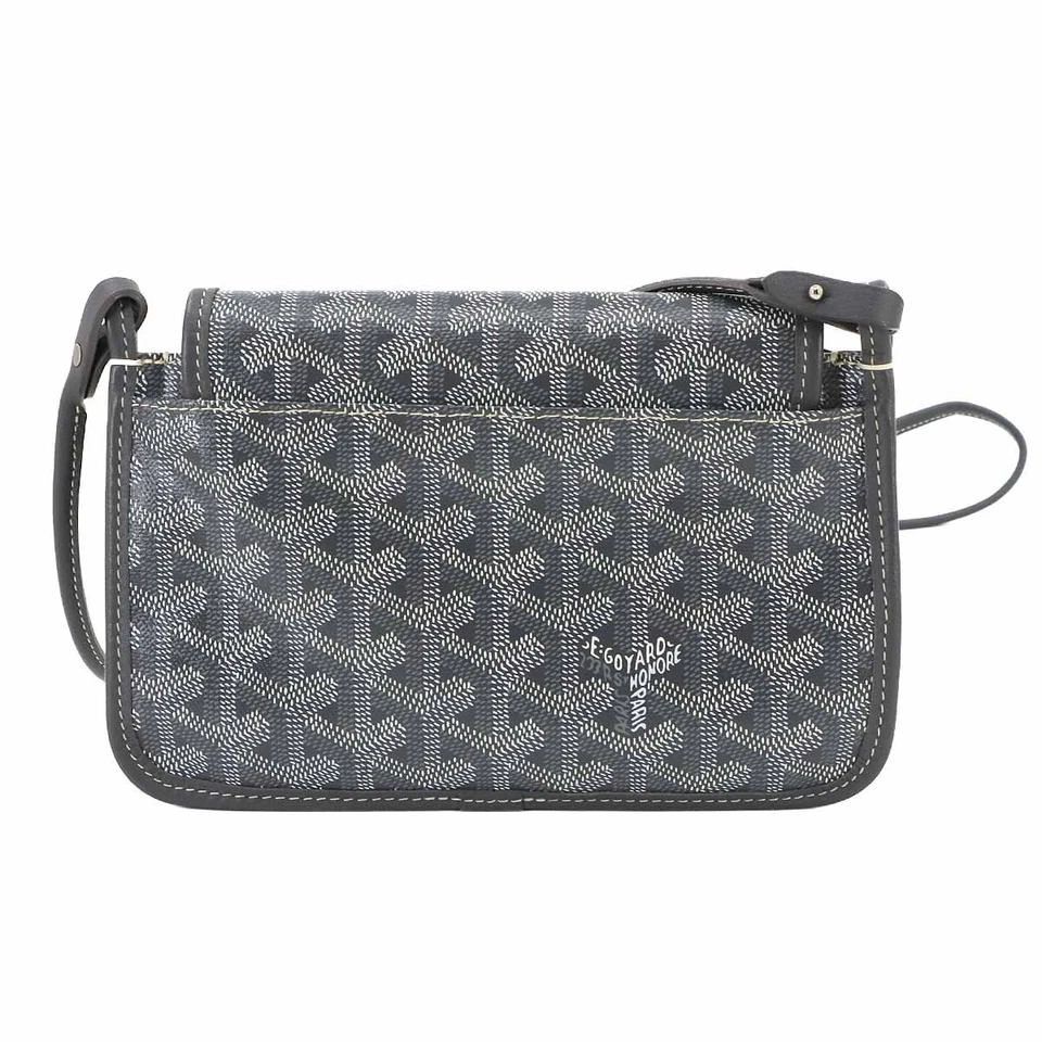 GOYARD Plumet Pocket Wallet Shoulder Bag PVC Leather Grey Purse
