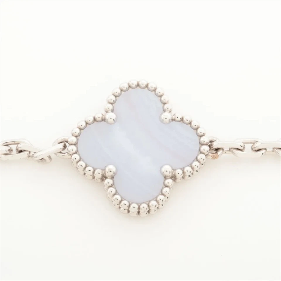 Van Cleef & Arpels Vintage Alhambra 5P Chalcedony Bracelet 750(WG) 11.4g