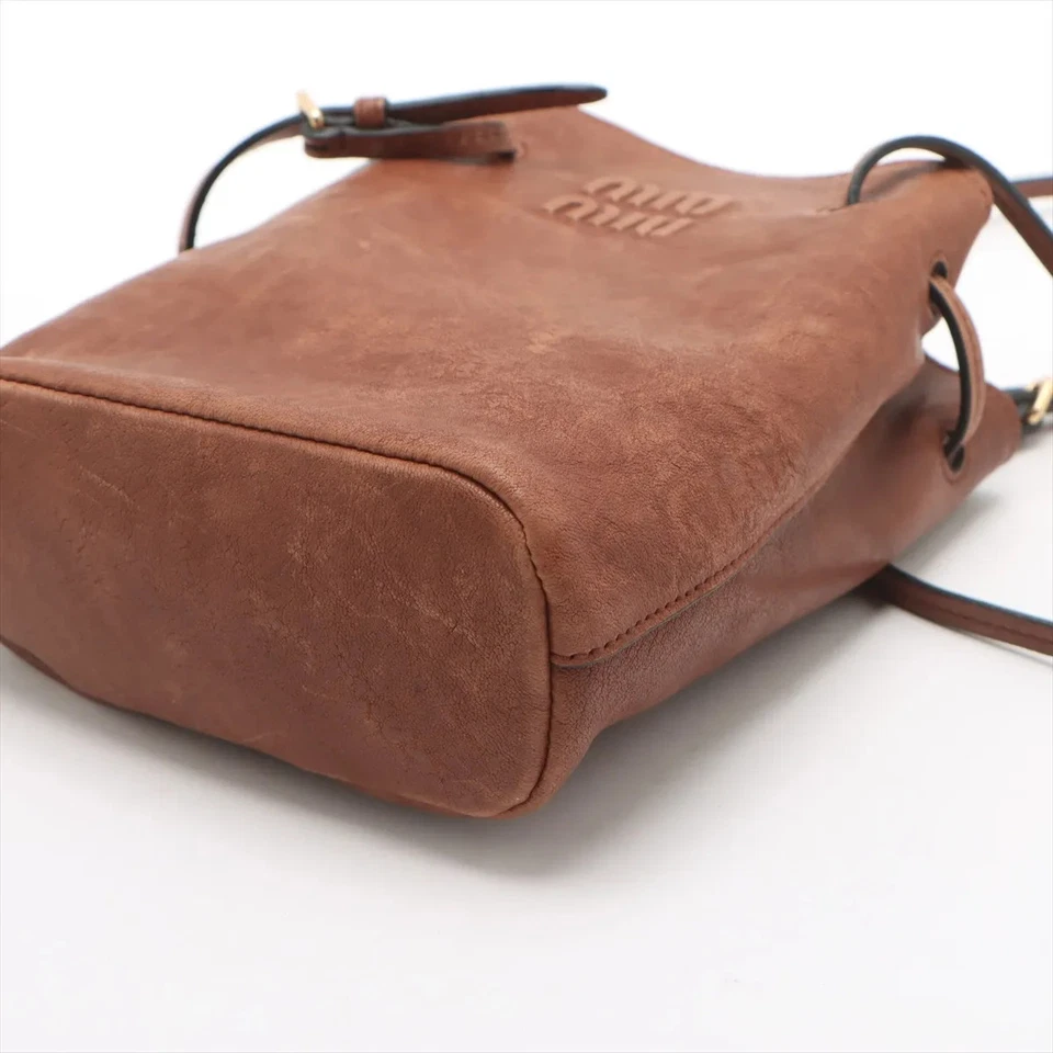 Miu Miu Nappa Leather Shoulder Bag Brown