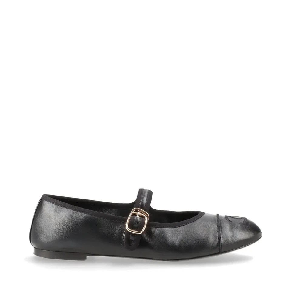 Chanel Coco Mark Matelasse 24S Leather Pumps 38 Ladies' Black Strap Mary