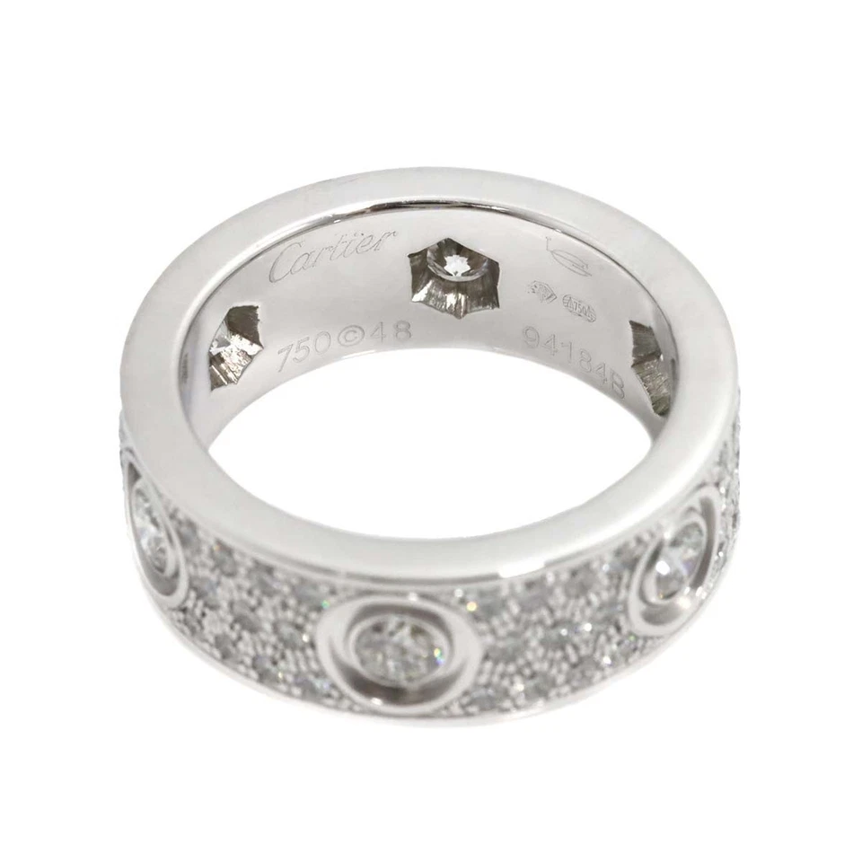 Cartier Love Pave Diamond Ring 18K WG 750 size48 4-4.5(US)
