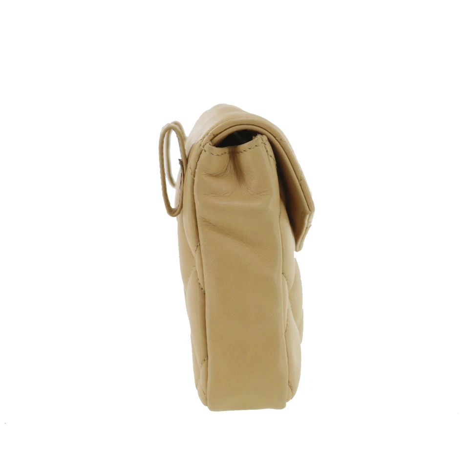 CHANEL Bum Bag Matelasse Beige Lambskin Used Belt Bag Leather