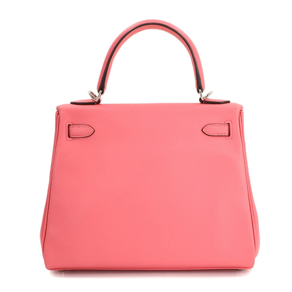 HERMES Kelly 25 2way Hand Shoulder Bag Swift Leather Rose Dete Pink