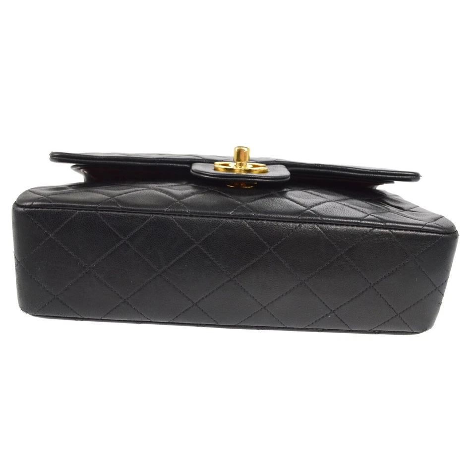 Chanel Black Lambskin Small Classic Double Flap Shoulder Bag