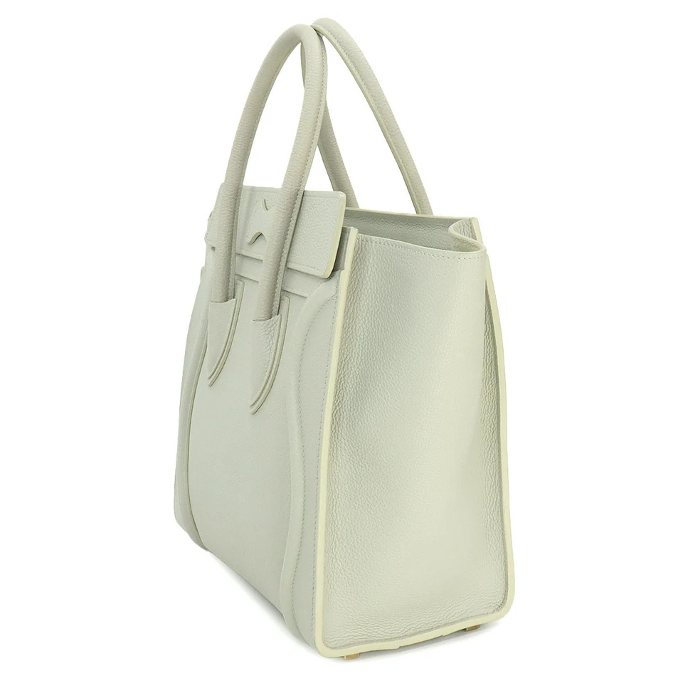 CELINE Luggage Micro Shopper Hand Bag Leather Light Green