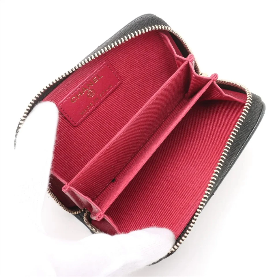 Chanel CHANEL 19 Lambskin Coin Purse Black Gold Metal Fittings