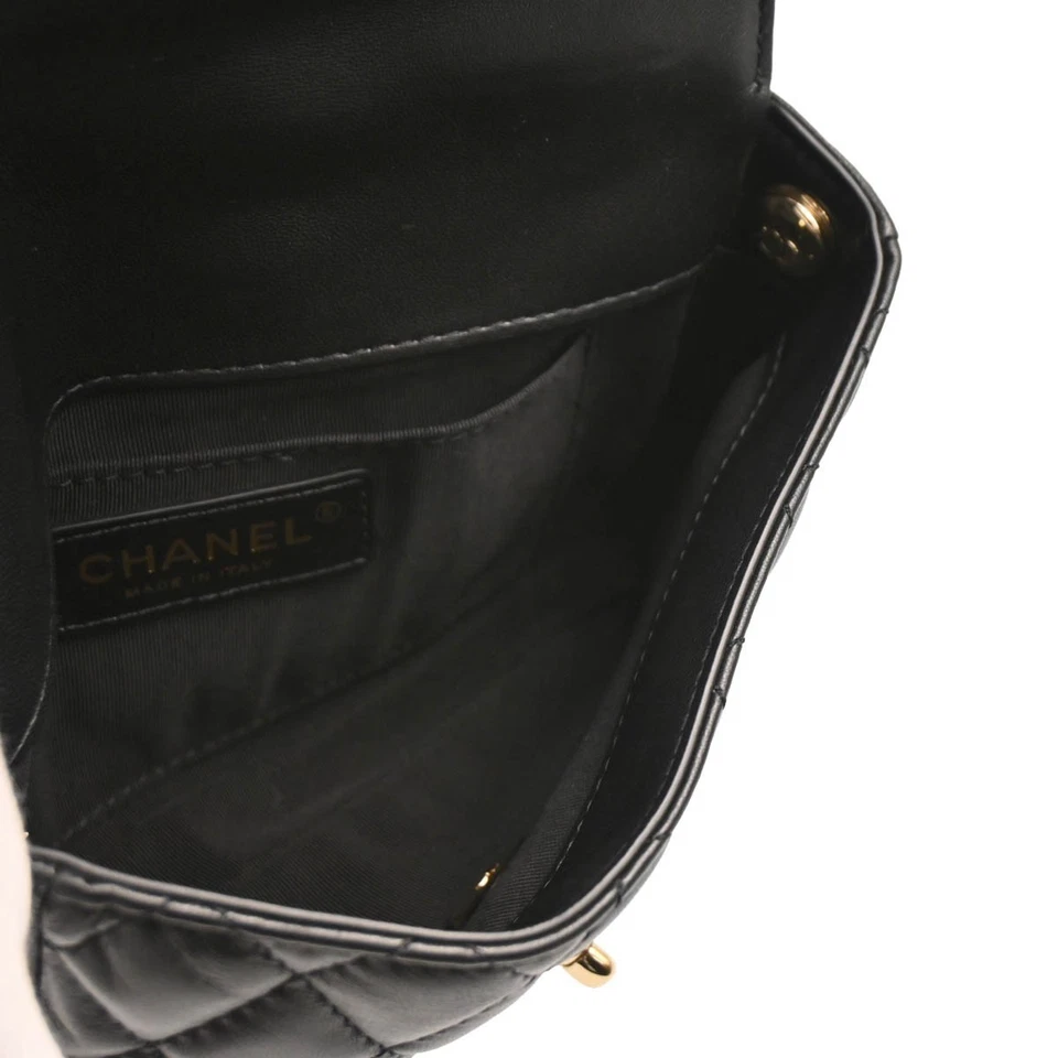 Chanel Black Lambskin Side Packs Shoulder Bag