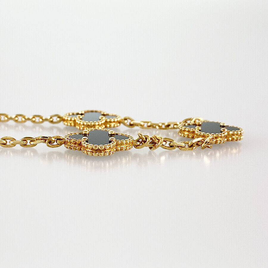 Van Cleef & Arpels Vintage Alhambra Yellow Gold Onyx Necklace