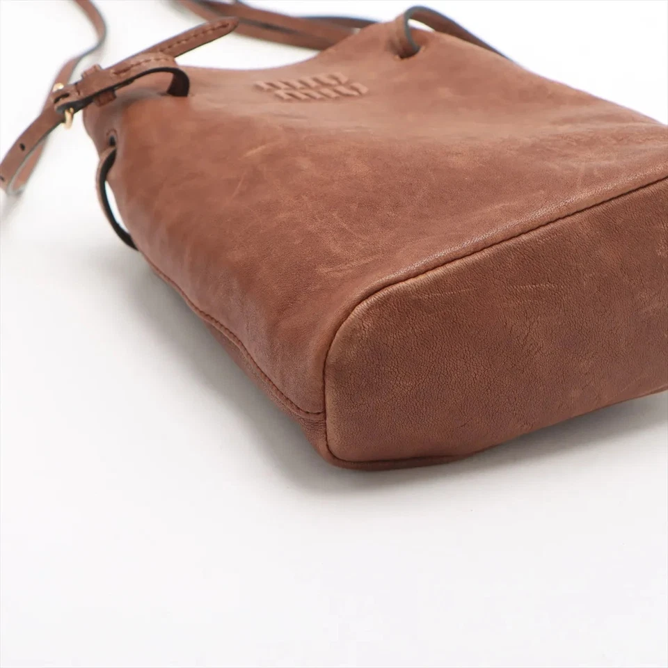 Miu Miu Nappa Leather Shoulder Bag Brown
