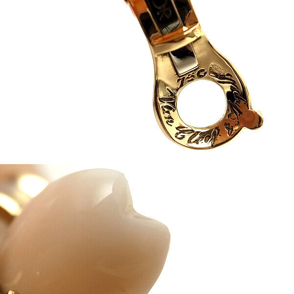 Van Cleef & Arpels Rose de Noel Small Model Coral Diamond Earrings in K18 Yellow Gold