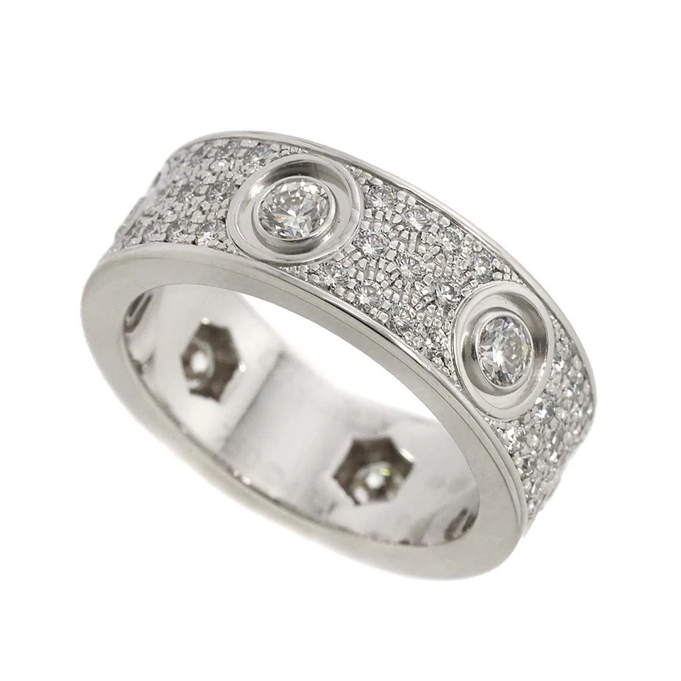 Cartier Love Pave Diamond Ring 18K WG 750 size48 4-4.5(US)