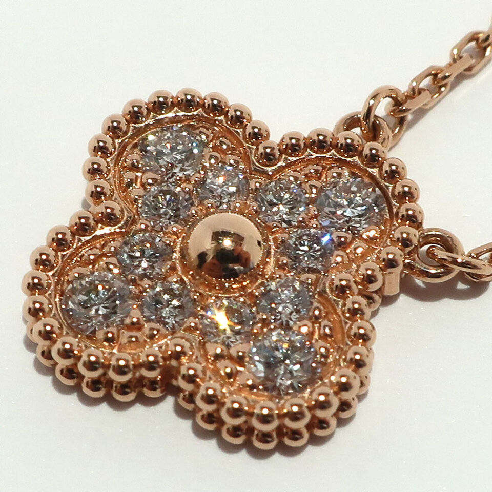Van Cleef & Arpels VTG Alhambra Diamond Necklace in K18 Pink Gold