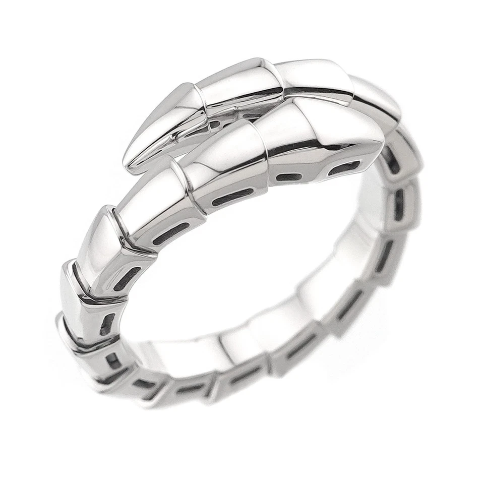 BVLGARI Serpenti Viper Ring 18K White Gold 750 Size M 5.5-5.75(US)