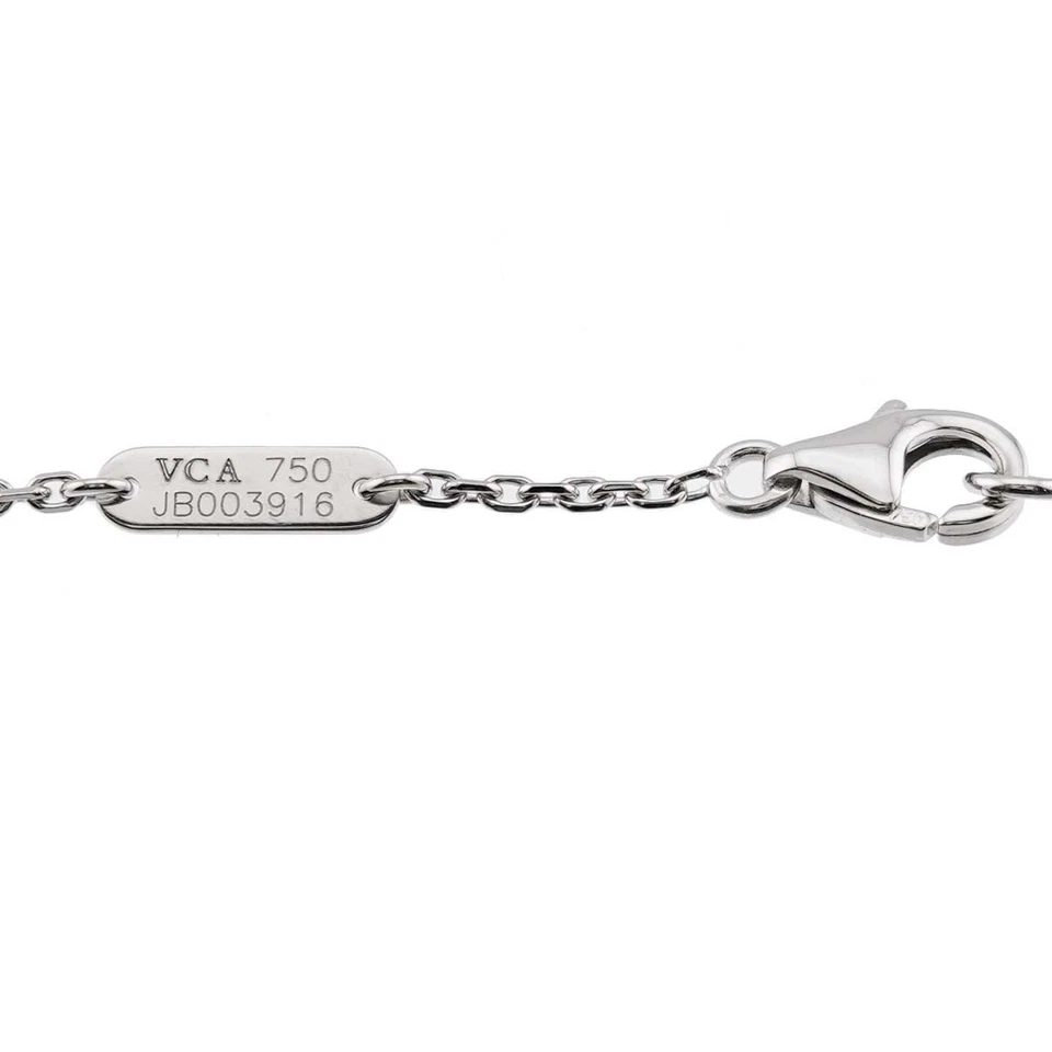 Van Cleef Arpels Vintage Alhambra MOP Diamond Necklace 18K WG 750