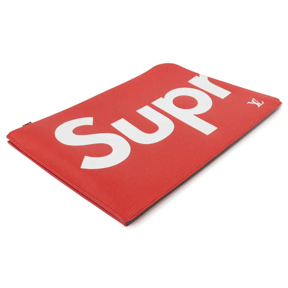 LOUIS VUITTON Supreme Epi Pochette Jour GM Clutch Bag Red White