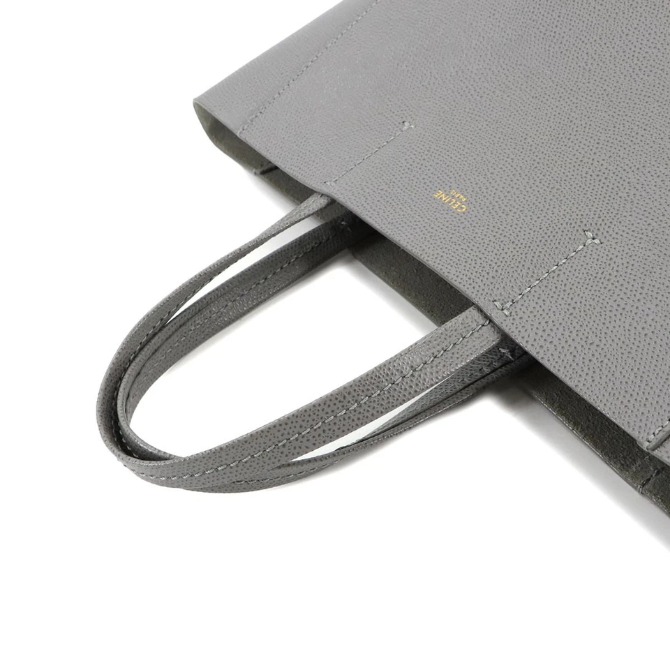 CELINE Small Vertical Cabas 2 way Tote Shoulder Bag Leather Grey