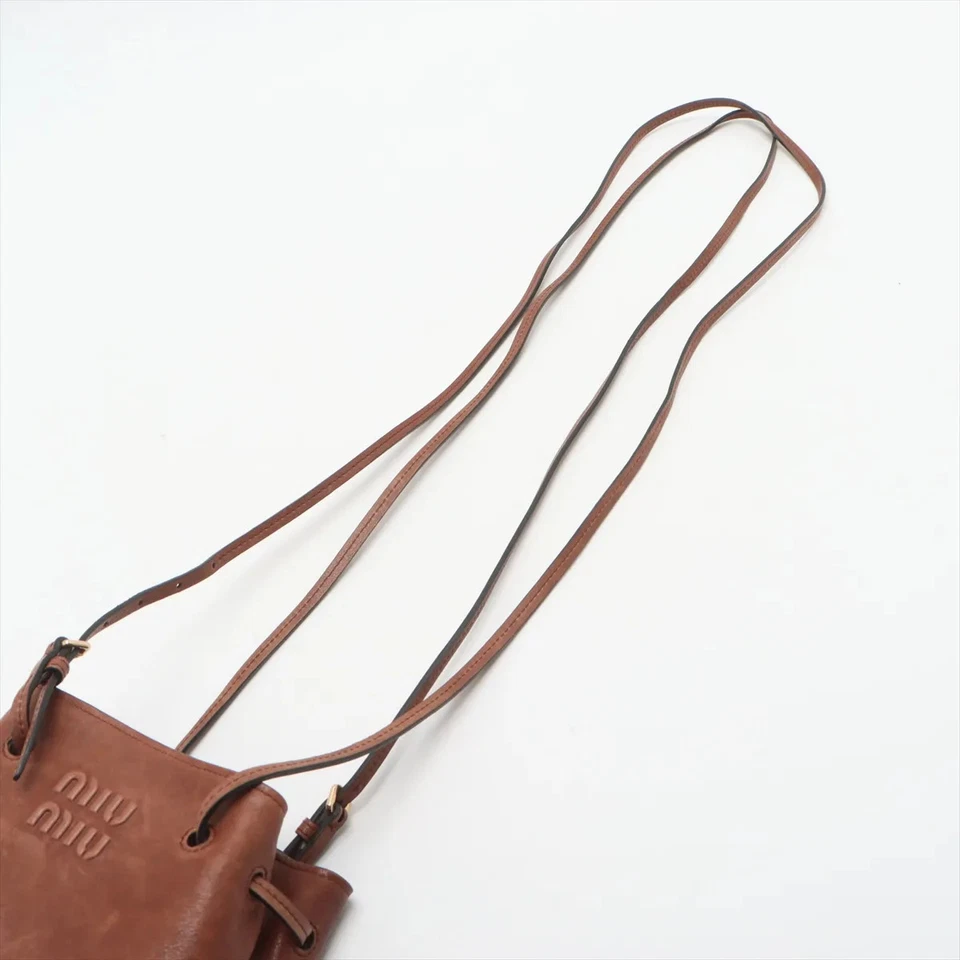 Miu Miu Nappa Leather Shoulder Bag Brown
