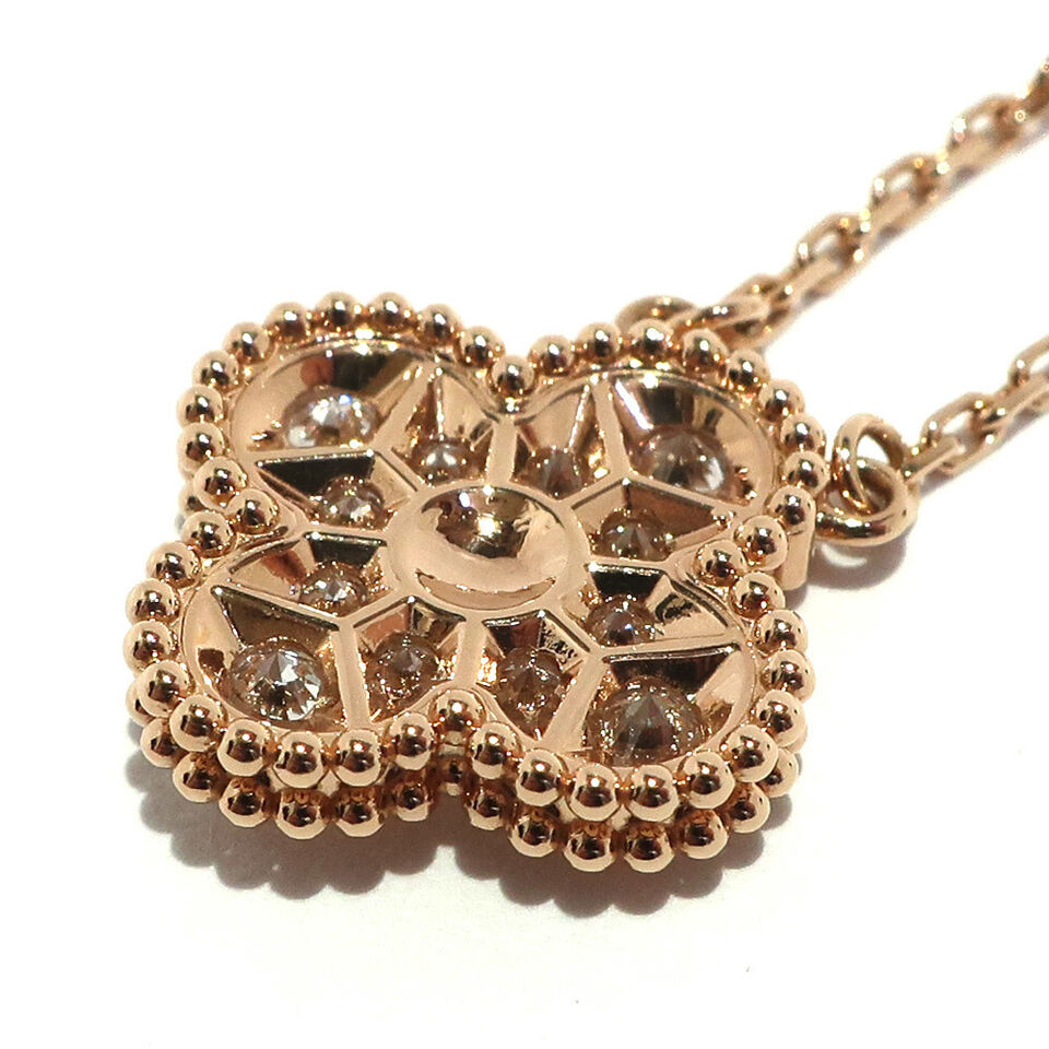 Van Cleef & Arpels VTG Alhambra Diamond Necklace in K18 Pink Gold