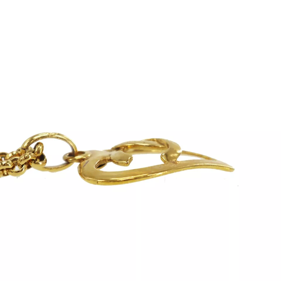 CHANEL CC Logos Heart Used Necklace Pendant Gold-Plated 95P Vintage