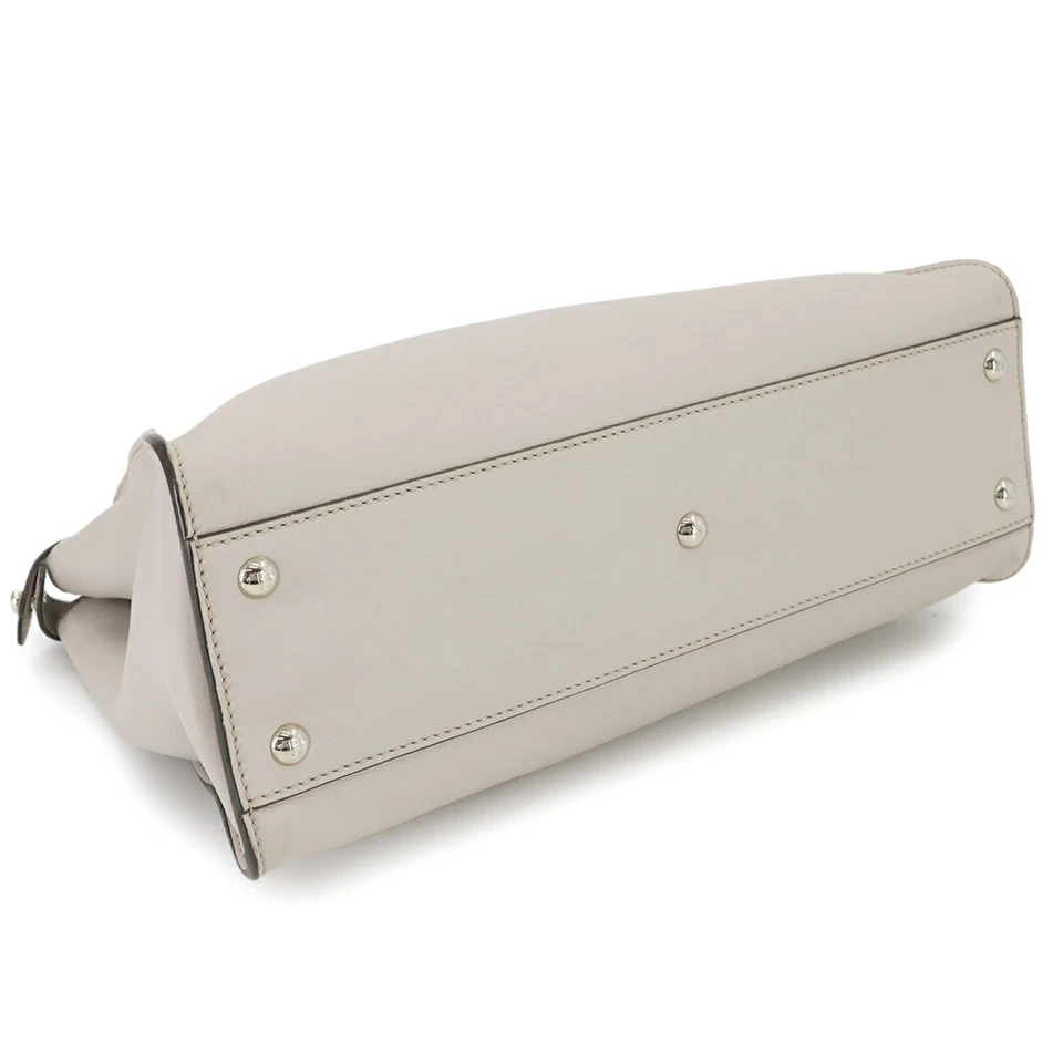 FENDI Peekaboo Regular Hand Shoulder Bag Leather Light gray