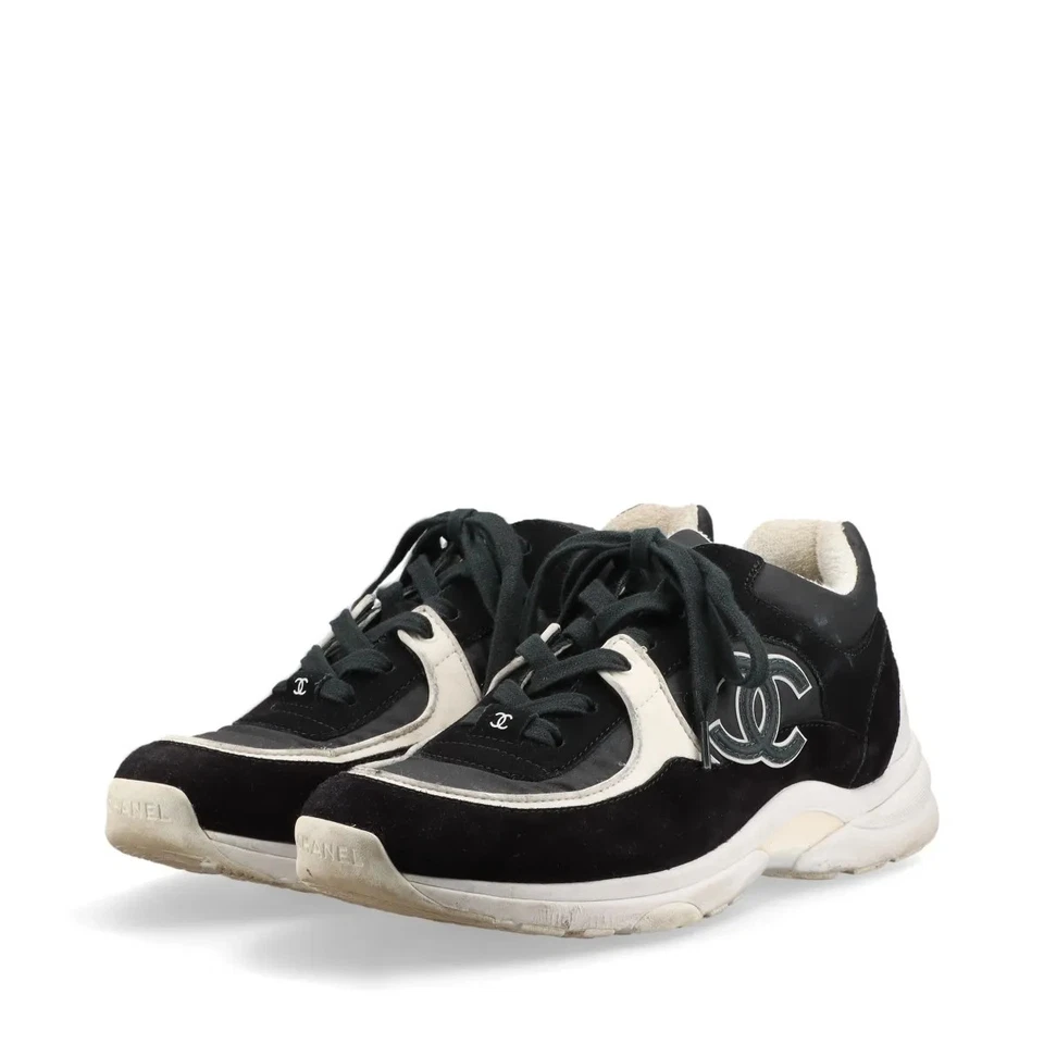 Chanel Coco Mark Fabric Sneakers 40 Ladies' Black