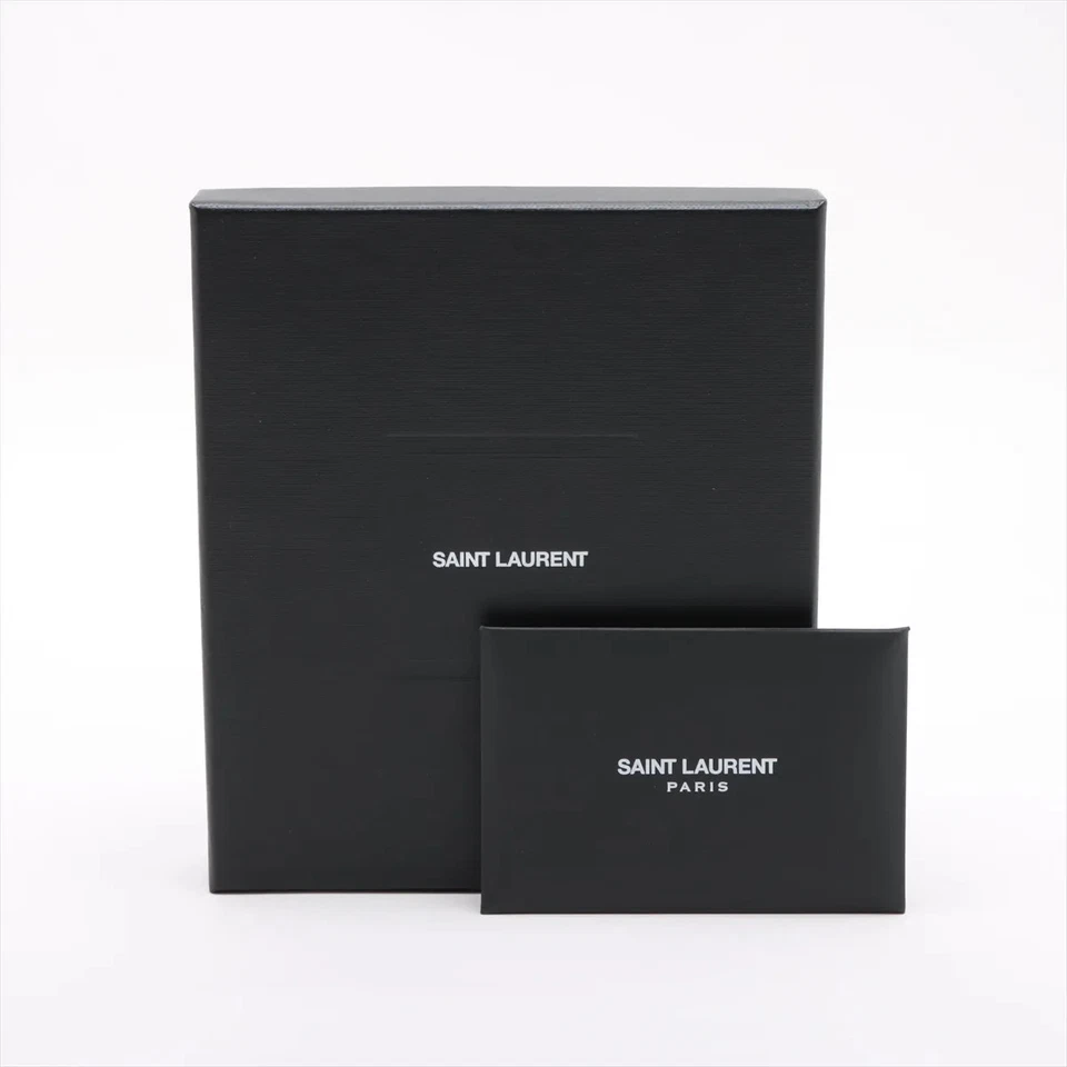 Saint Laurent Paris V Stitch YSL Logo Leather Fragment Case Black