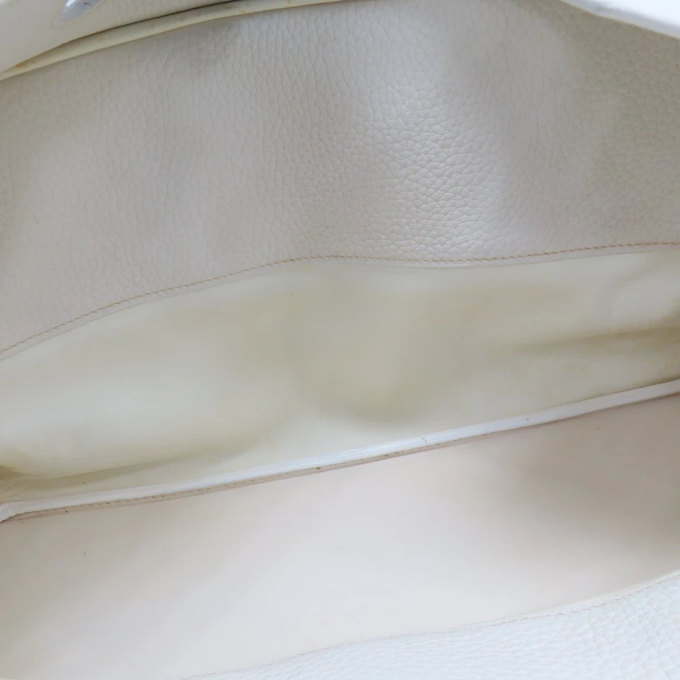 HERMES Birkin 42 Handbag Taurillon Clemence White Palladium Hardware J Stamp