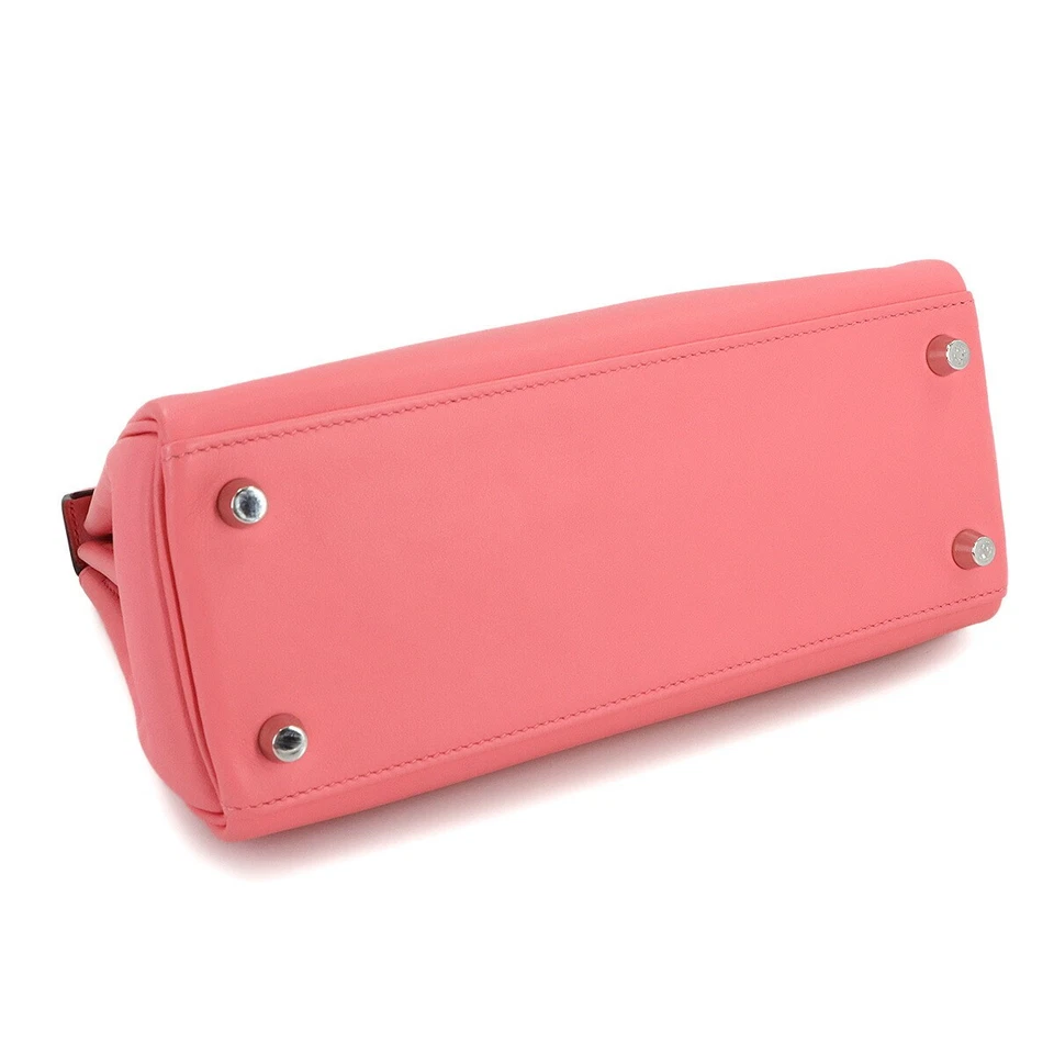 HERMES Kelly 25 2way Hand Shoulder Bag Swift Leather Rose Dete Pink