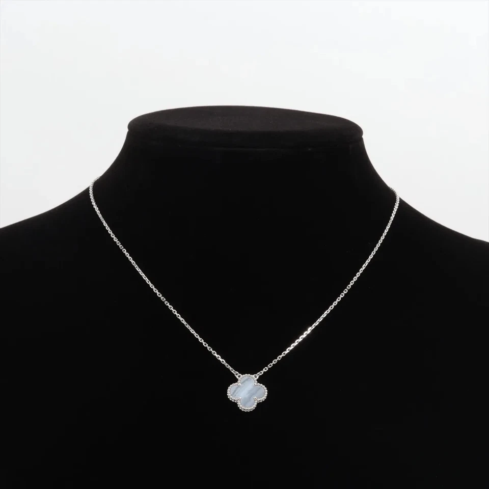 Van Cleef & Arpels Vintage Alhambra Chalcedony Necklace 750(WG) 5.4g