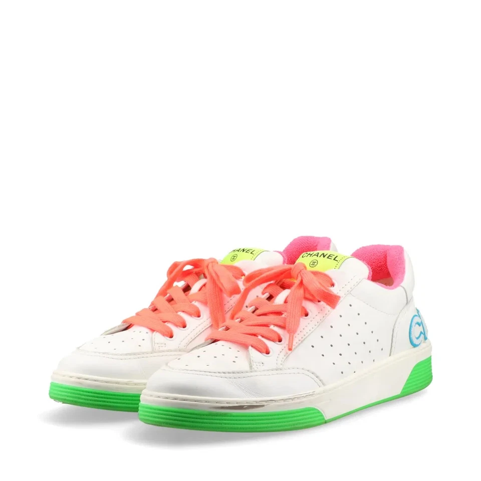 Chanel Coco Mark Leather Sneakers 43 Men's Multicolor