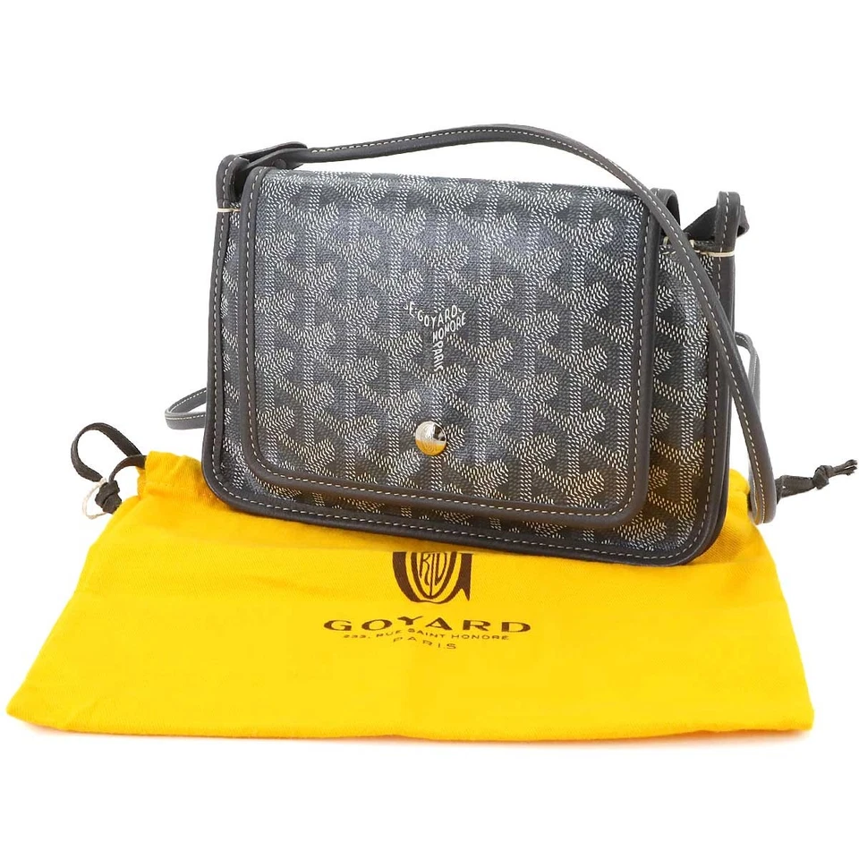 GOYARD Plumet Pocket Wallet Shoulder Bag PVC Leather Grey Purse