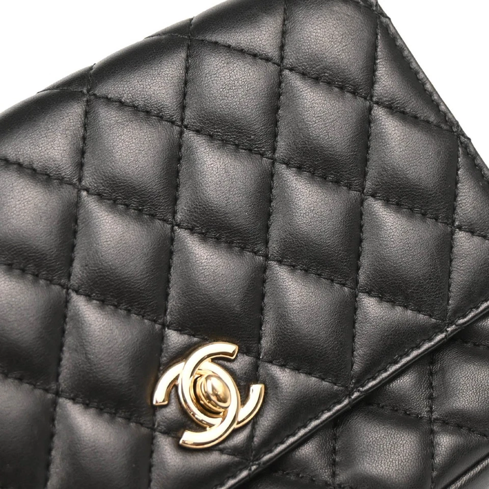 Chanel Black Lambskin Side Packs Shoulder Bag