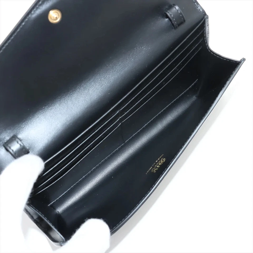 Miu Miu Leather Shoulder Wallet Black