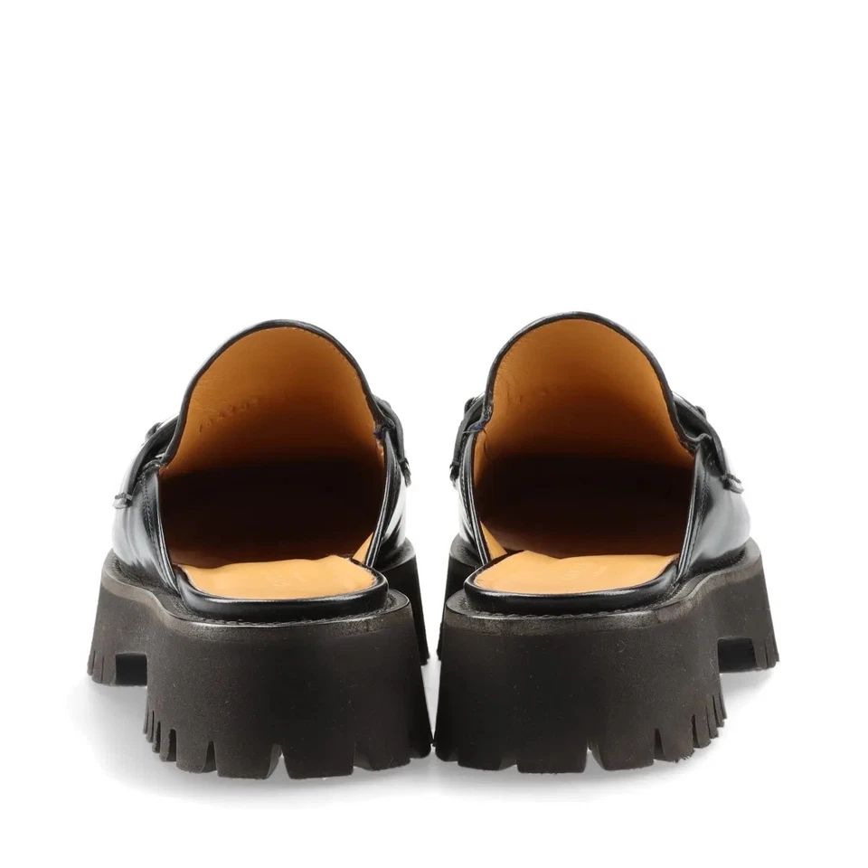 Gucci Horsebit Leather Mule 37 Ladies' Black Thick Bottom Rubber Sole