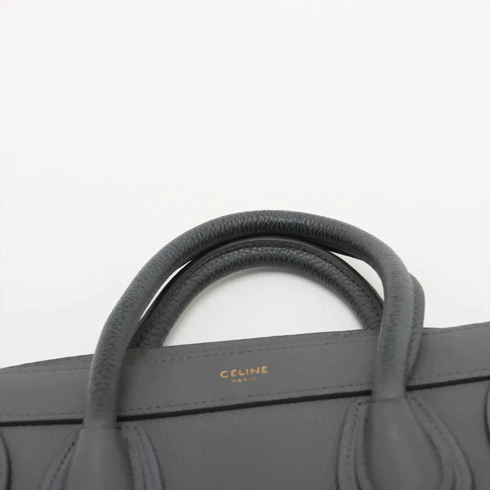 Celine Luggage Nano Shopper Leather 2 Way Handbag Gray