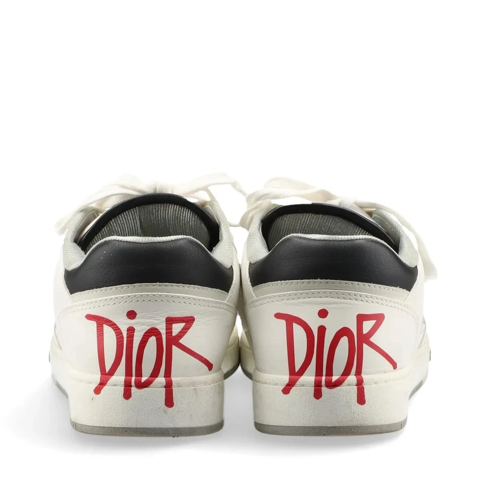Dior x Sean Stussy B27 Leather Sneakers 41 Men's White Oblique Shoelaces