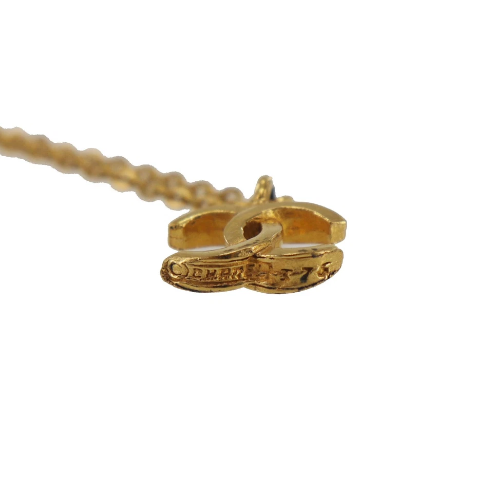 CHANEL Used CC Logos Gold Plated Chain Necklace 376 Vintage