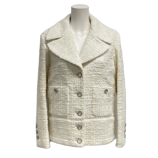 CHANEL Cream White Cotton Polyester Women's Jacket