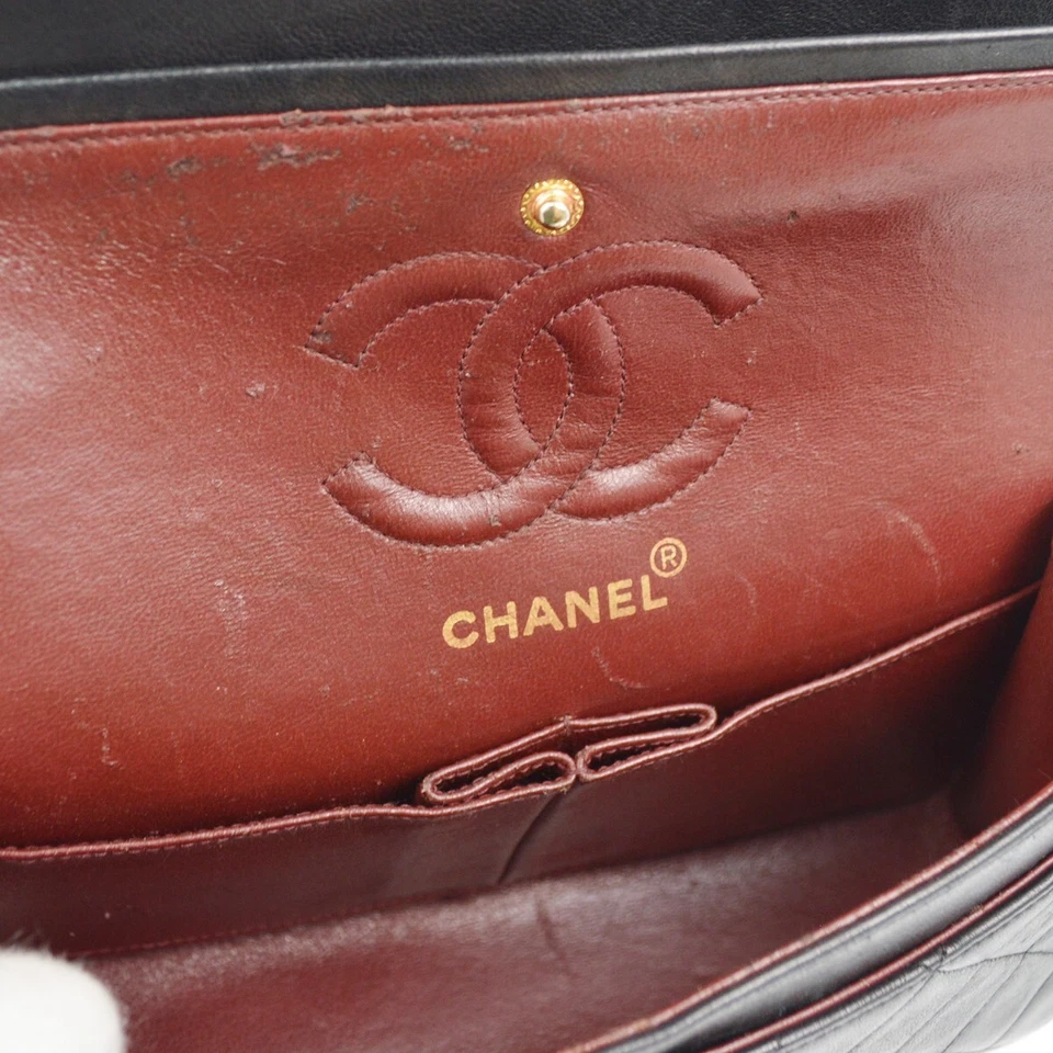 Chanel Black Lambskin Small Classic Double Flap Shoulder Bag
