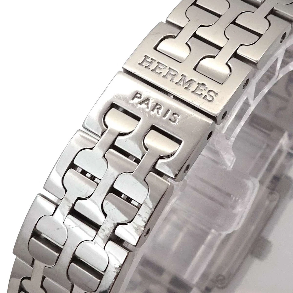 Hermès H Watch Mini HH1.110 in Stainless Steel with White Mother-of-Pearl Dial